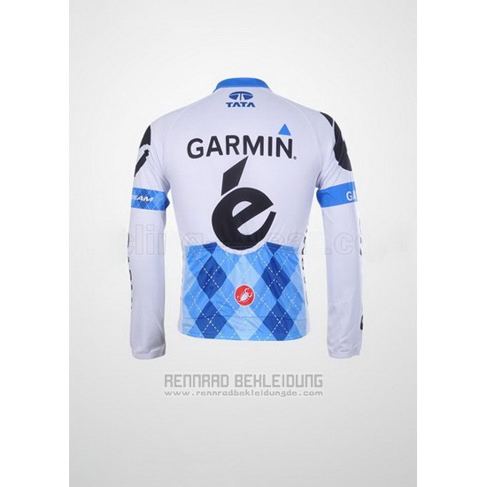 2011 Fahrradbekleidung Garmin Cervelo Blau und Wei Trikot Langarm und Tragerhose